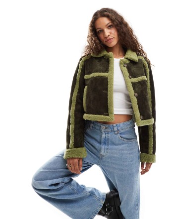 Daisy Street  borg detail cropped jacket