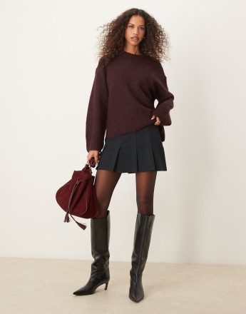 Gina Tricot soft knit sweater in dark wine burgundy
