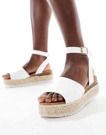 Truffle Collection flatform espadrilles in white