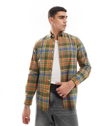 Polo Ralph Lauren icon logo check oxford shirt in dark green
