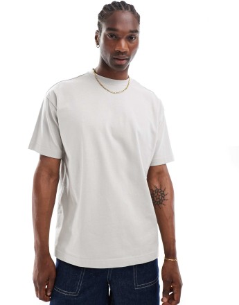 Cotton On Box fit plain t-shirt in grey - GREY