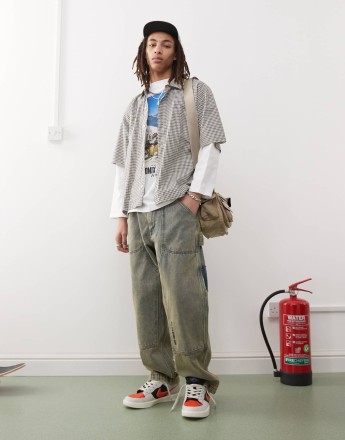Aape by A Bathing Ape loose fit carpenter jeans in vintage wash