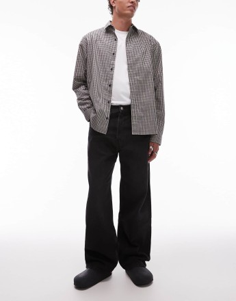 ARKET Mist low rise baggy wide leg jeans in washed black
