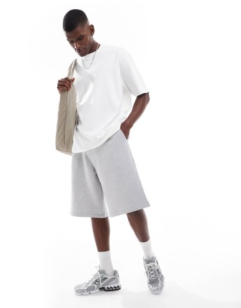 Pull&Bear skater fit jersey  shorts in grey