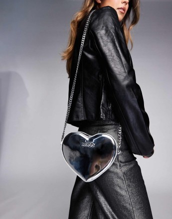 HUGO Red Love crossbody heart shaped bag in silver