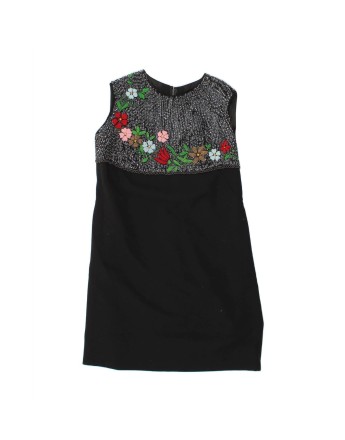 Vintage Sleeveless Basic Dress UK 16 Large In Black Floral