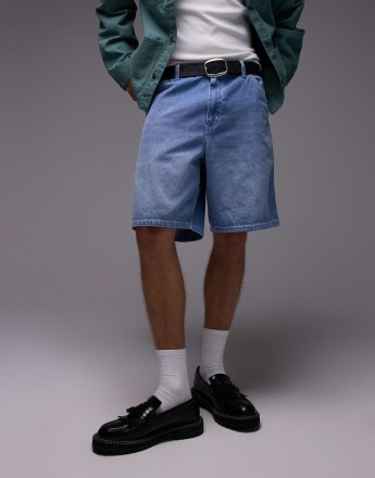 Carhartt WIP simple denim jort in mid wash blue