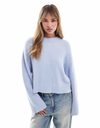 Miss Selfridge oversized lash jumper in pale blue