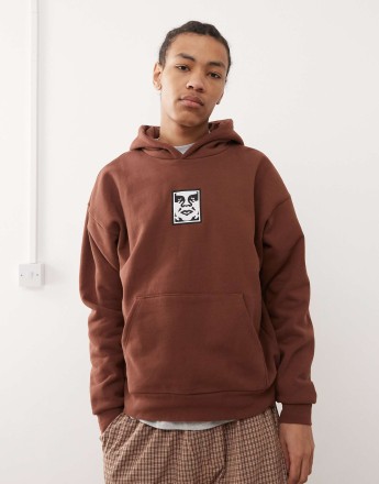 Obey icon eyes heavyweight hoodie in burgundy
