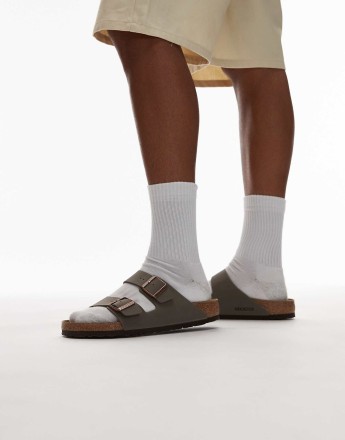 Birkenstock Unisex Arizona Birko-Flor sandal in stone