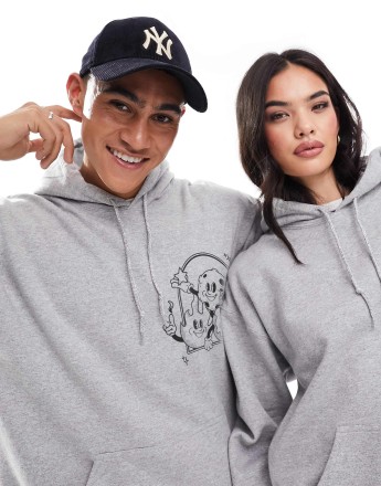 PRNT Know your signs grey front print and back print hood in sports grey