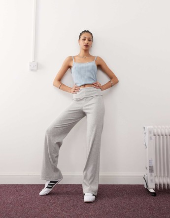 COLLUSION foldover waist ribbed flare yoga pant