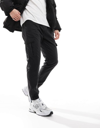 French Connection utility tech cargo trousers in black