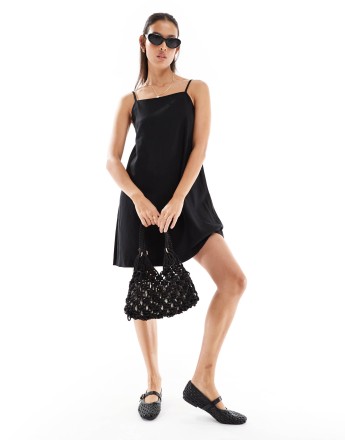 JJXX linen blend mini dress in black