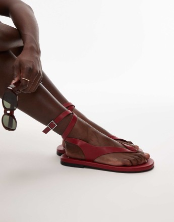 Topshop Jeremiah toe thong sandal in red