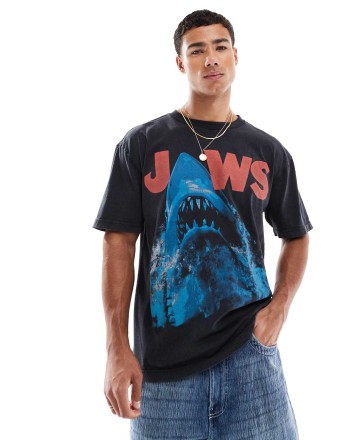 Hollister boxy americana large motif t-shirt in black multi