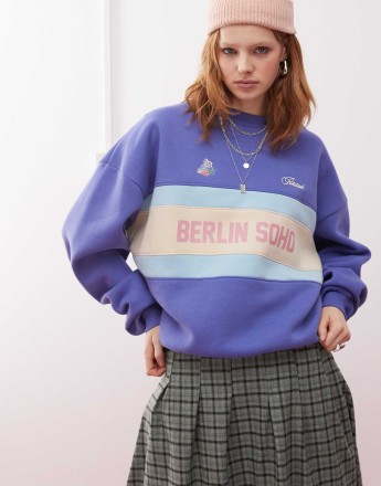 Prohibited soho vintage sweatshirt in blue