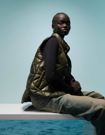 BIMBA Y LOLA high neck quilted gilet in khaki