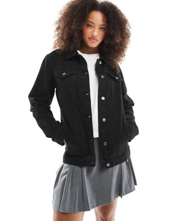 Brave Soul Oversized denim jacket in black