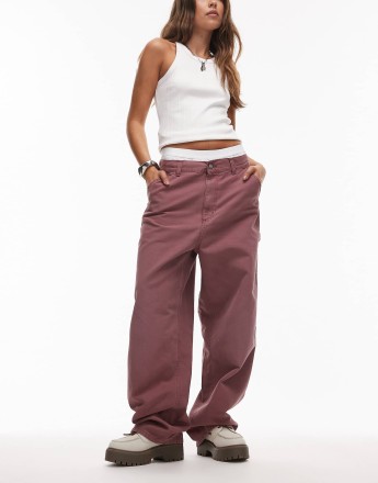 Carhartt WIP brandon loose fit single knee jeans in dusty pink