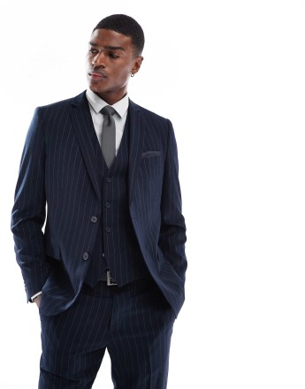 French Connection formal suit jacket co-ord in navy stripe