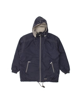 Vintage Champion Hooded Windbreaker Jacket UK 40 Large In Blue