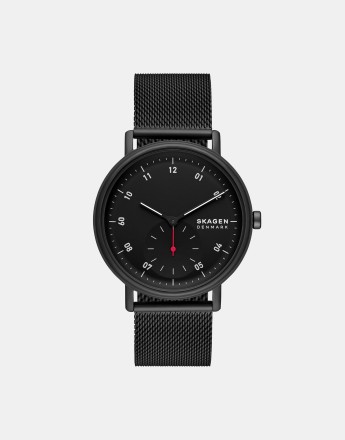 Skagen Men's kuppel two-hand sub-second, black stainless steel watch - BROWN