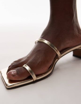 Topshop Ivy mid heeled sandals in gold