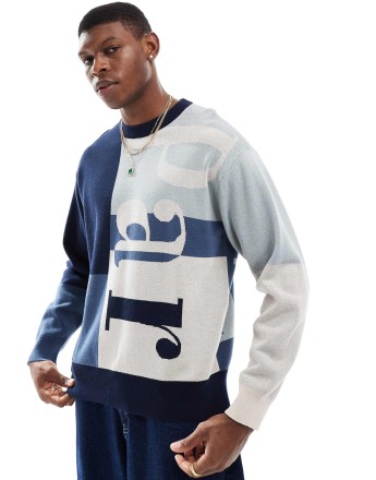 Parlez Ayton knitted colour block jumper in blue multi