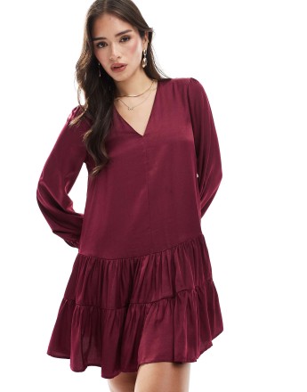 Glamorous shift mini dress in burgundy