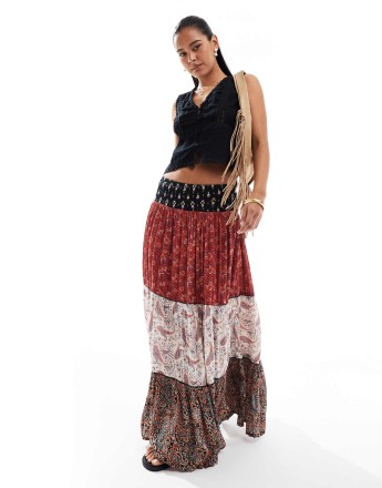 Superdry Printed maxi skirt in mediterranea print