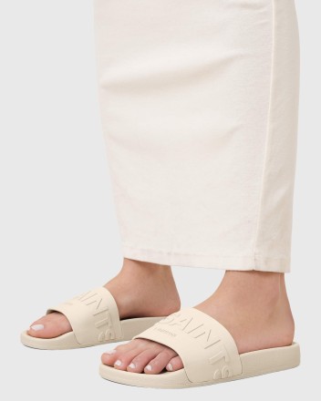 AllSaints Biggy rubber sliders in white