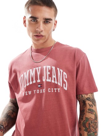 Tommy Jeans varsity logo t-shirt in washed red