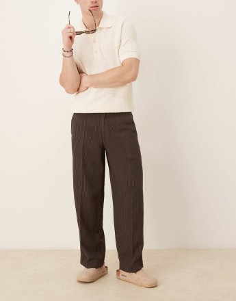Abercrombie & Fitch baggy pinstripe trouser in brown