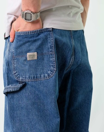 Vintage Wrangler 38x32 Denim Carpenter Baggy Jeans Blue