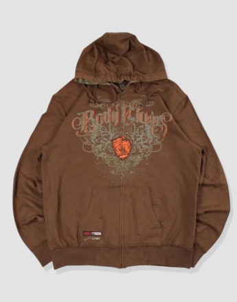 Vintage Size S Body Glove Grunge Hoodie in Brown
