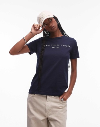 Tommy Hilfiger Logo crew neck t-shirt in dark blue