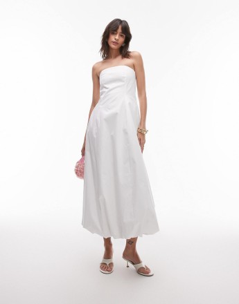Mango baduea maxi dress with soft puff hem in white