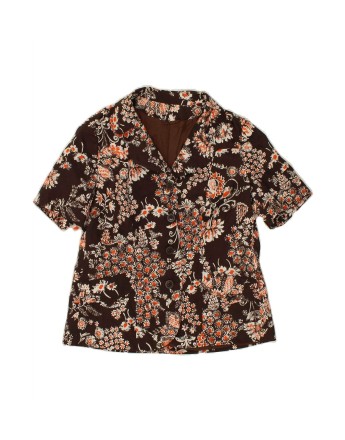 Vintage 4 Button Short Sleeve Blazer Jacket UK 12 Medium In Brown