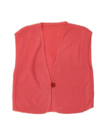 Vintage Sleeveless Cardigan Sweater UK 14 Medium In Pink