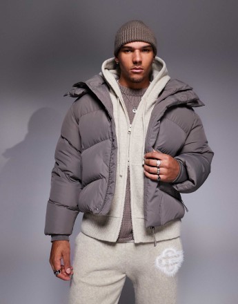 The Couture Club classic padded coat in brown