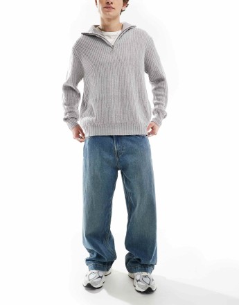 Hollister super baggy jean in medium blue wash