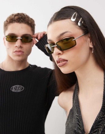 Reclaimed Vintage unisex festival wire wrap sunglasses in green