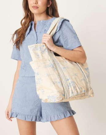 Free People caravan canvas tote in toile print