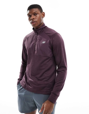 New Balance Athletics Heat Grid 1/2 Zip in plum
