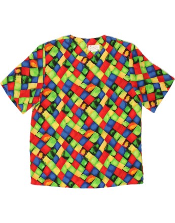 Vintage Size M Check Blouse Top in Multicoloured