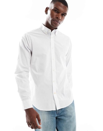 Barbour crest poplin tailored long-sleeved shirt in white