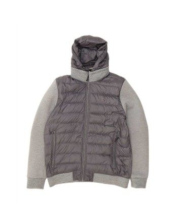 Vintage Tommy Hilfiger Hooded Padded Jacket UK 42 XL In Grey Colourblock