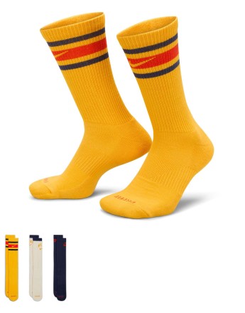 Nike Training retro log Everyday Plus 3 pack logo socks in yellow, white and navy