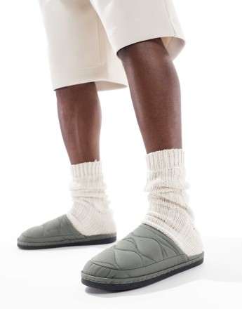 Jack & Jones padded slipper in khaki